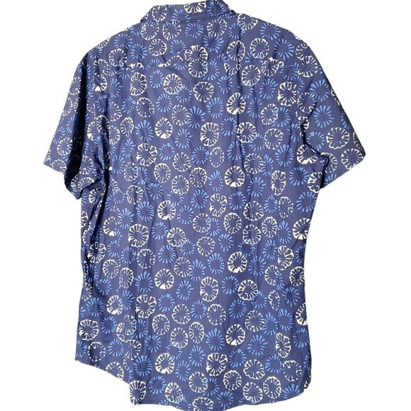 Slate & Stone Bates Mens XL Floral Indigo TyeDye Short Sleeve Button Up - Picture 3 of 9